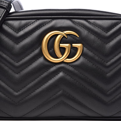 Gucci Calfskin Matelasse Small GG Marmont Chain Shoulder Bag Black 10 of 10