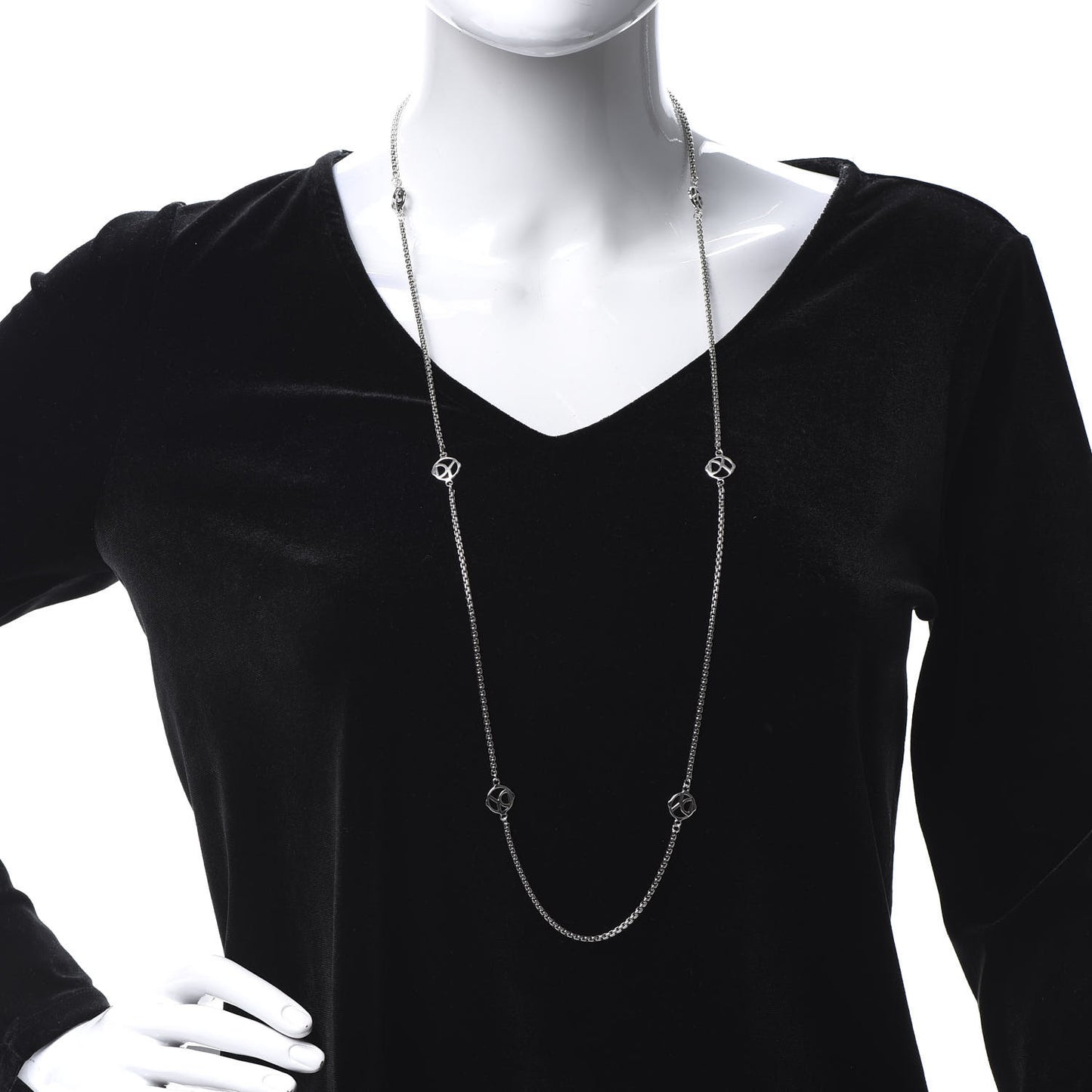 Sterling Silver 6 Station Logo Necklace