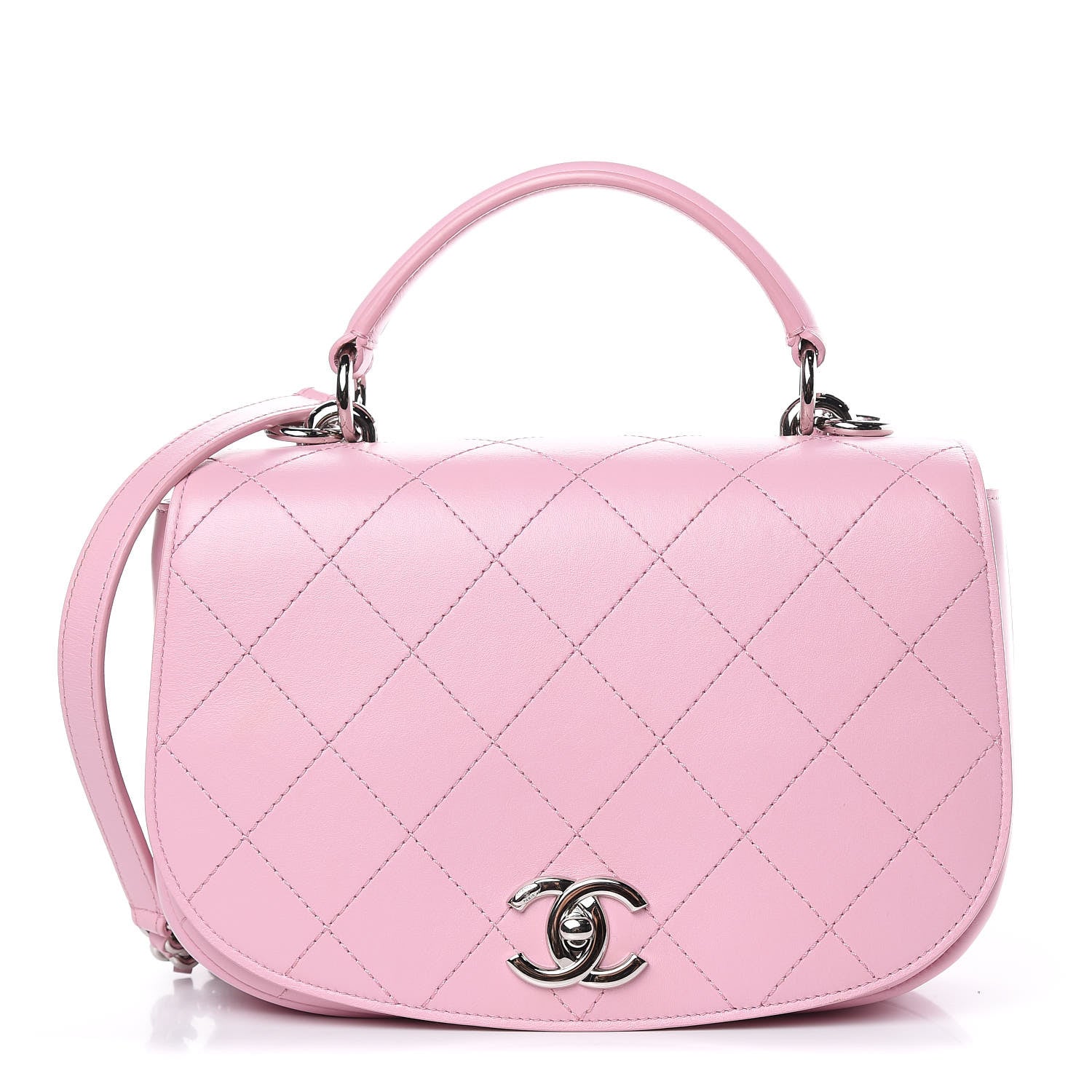 Chanel Calfskin Stitched Ring My Bag Flap Crossbody Pink 1 of 10