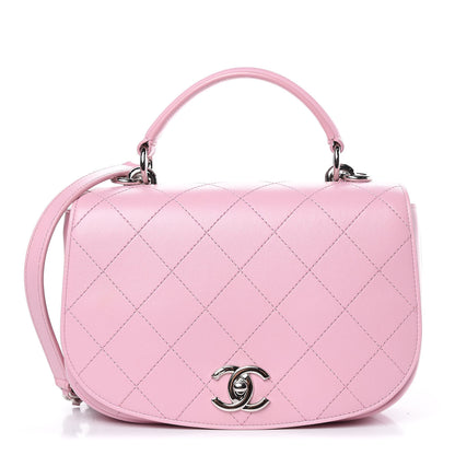 Chanel Calfskin Stitched Ring My Bag Flap Crossbody Pink 1 of 10
