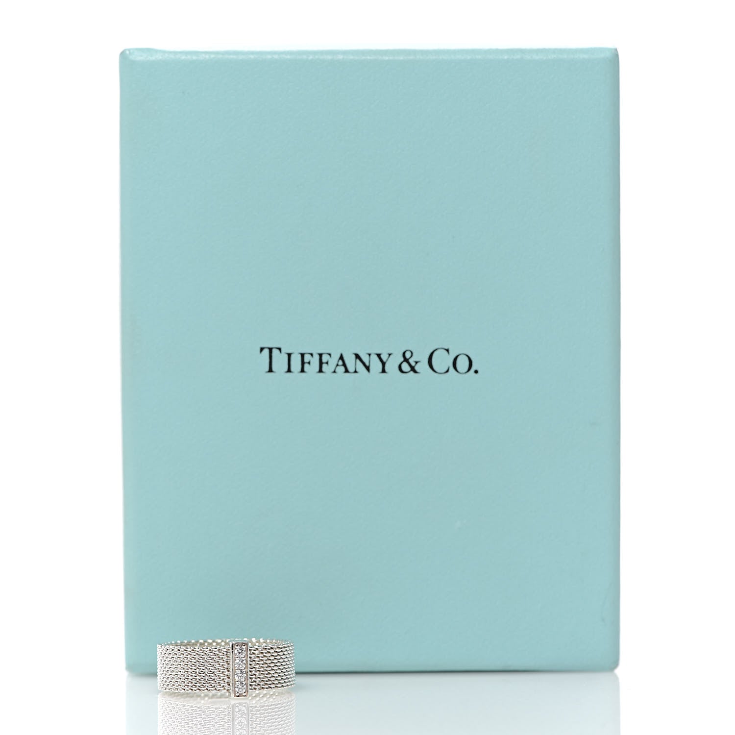 Tiffany Sterling Silver Diamond Mesh Somerset Ring 53 6.25 5 of 5