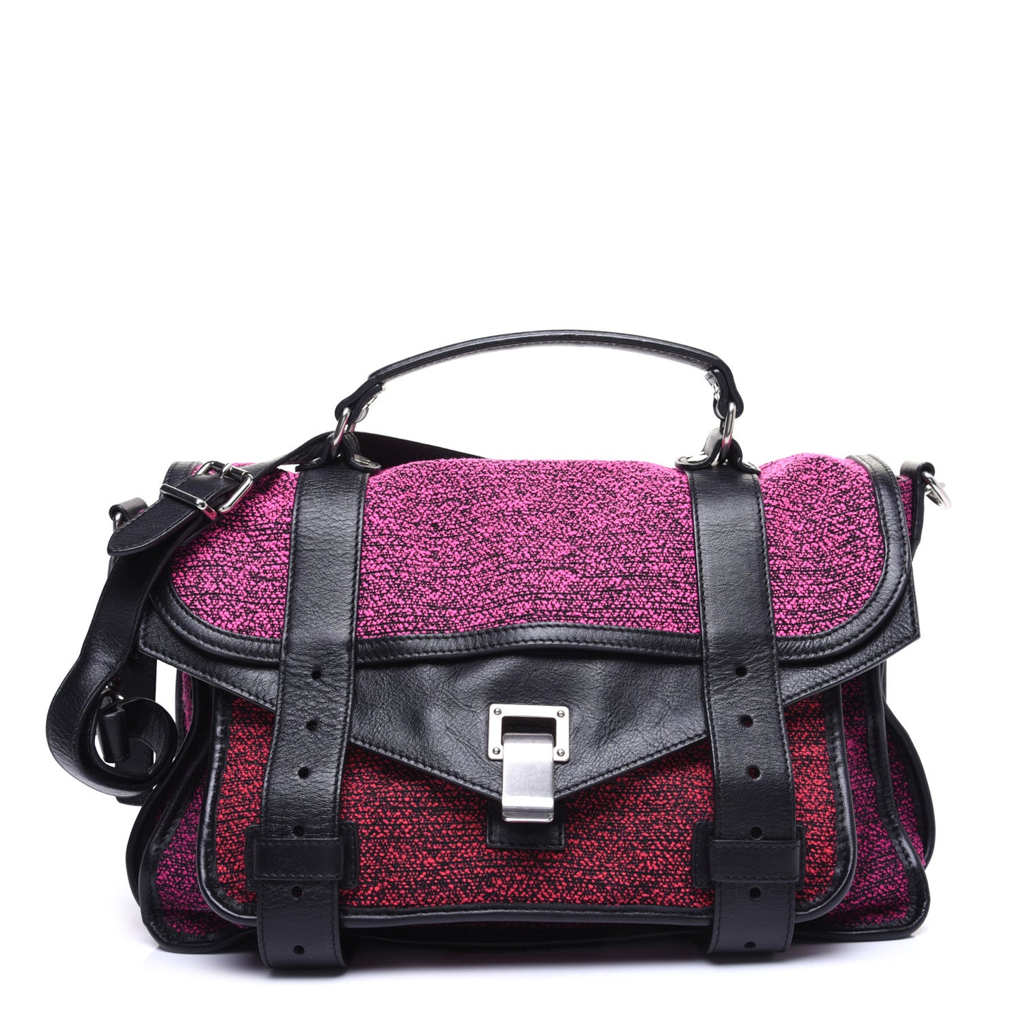 Tweed Lambskin Medium PS1 Satchel Berry Fuxia Pink
