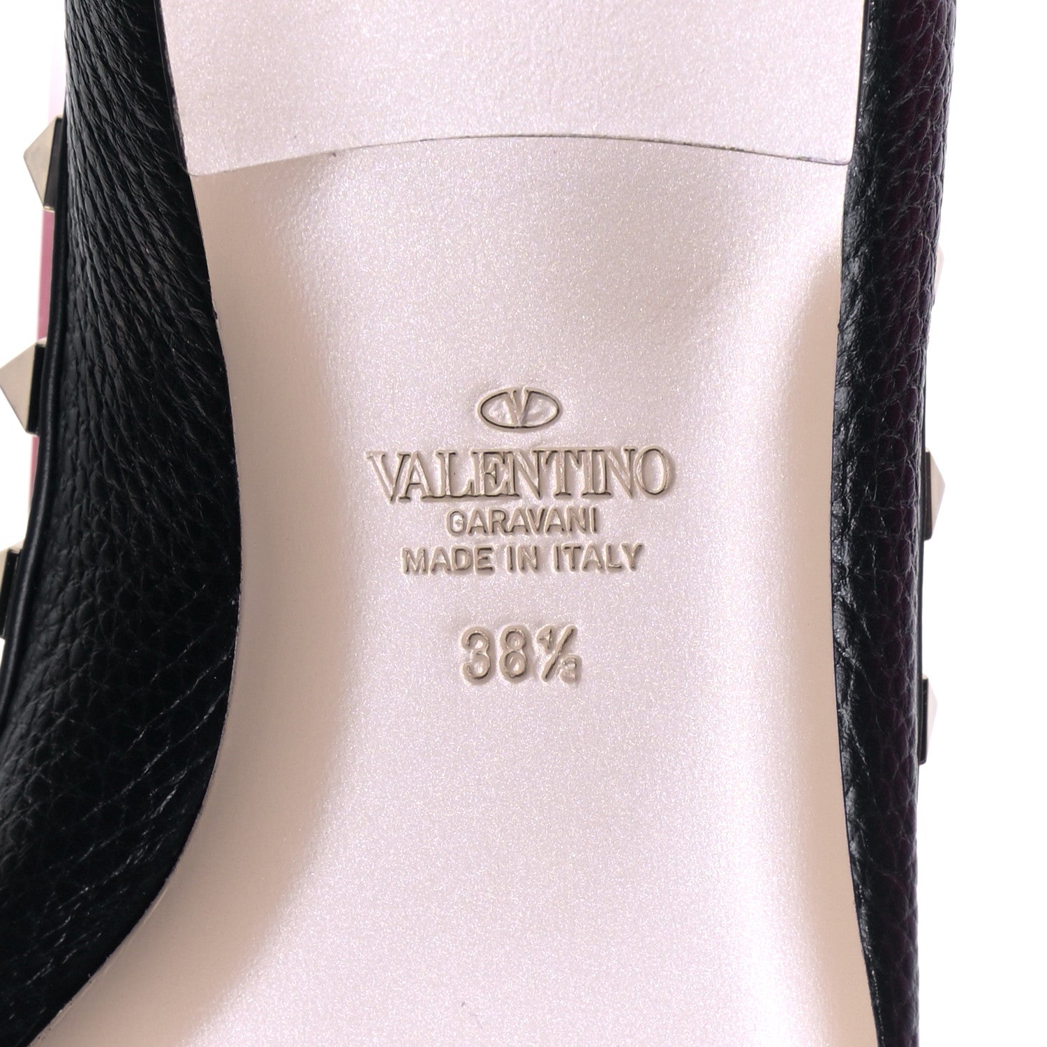 Valentino Garavani Pebbled Calfskin Rockstud Ballerina Flats 38.5 Black 7 of 8