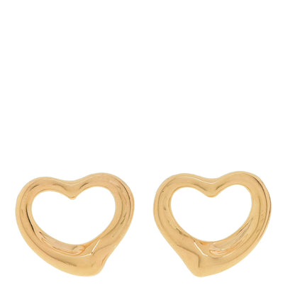Tiffany 18K Yellow Gold 11mm Elsa Peretti Open Heart Earrings 1 of 5