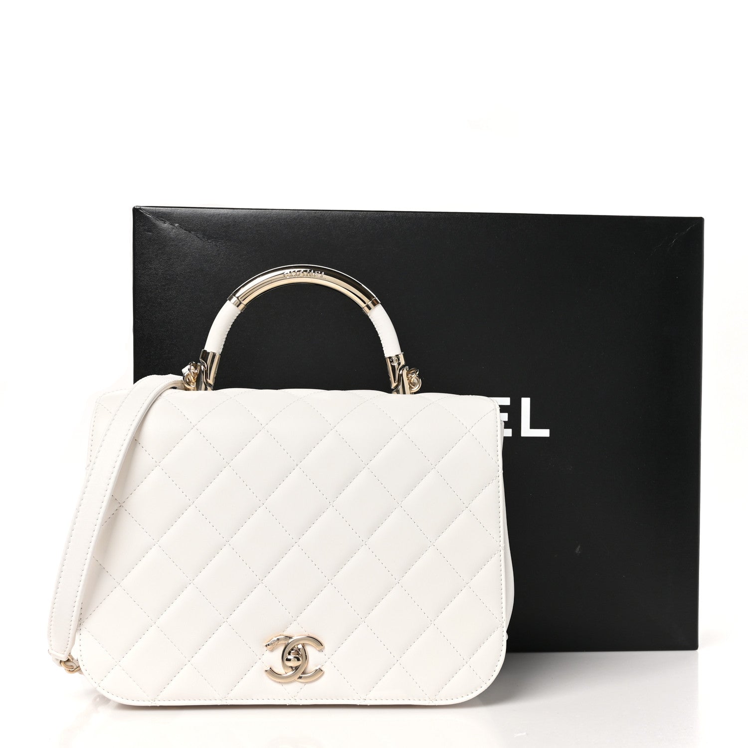 Chanel Lambskin Quilted Medium Carry Chic Flap White 11 of 11