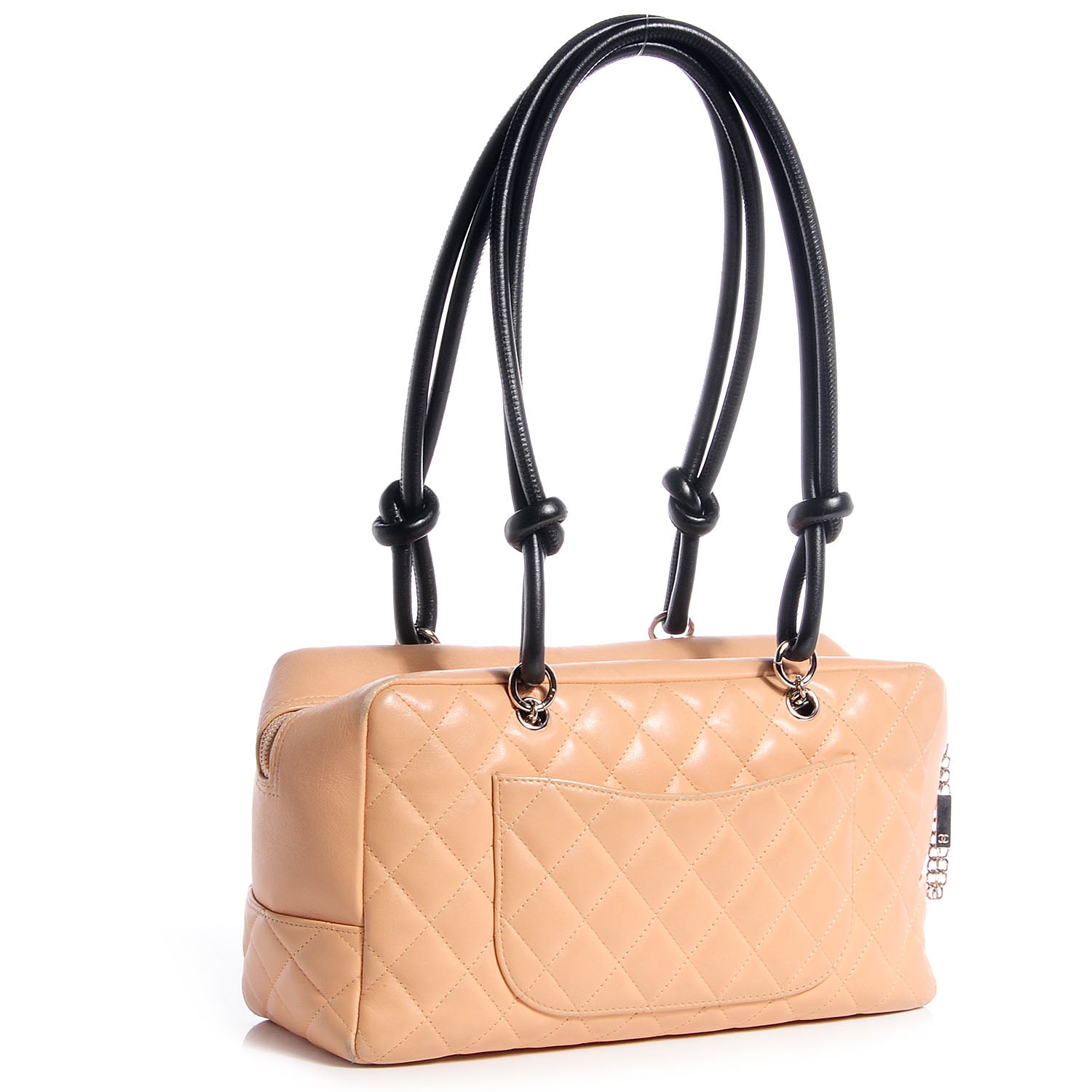 Chanel Calfskin Quilted Large Cambon Bowler Beige Black 3 of 10