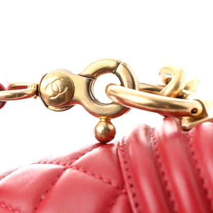 Chanel Calfskin Medium Boy Logo Top Handle Flap Red 14 of 15