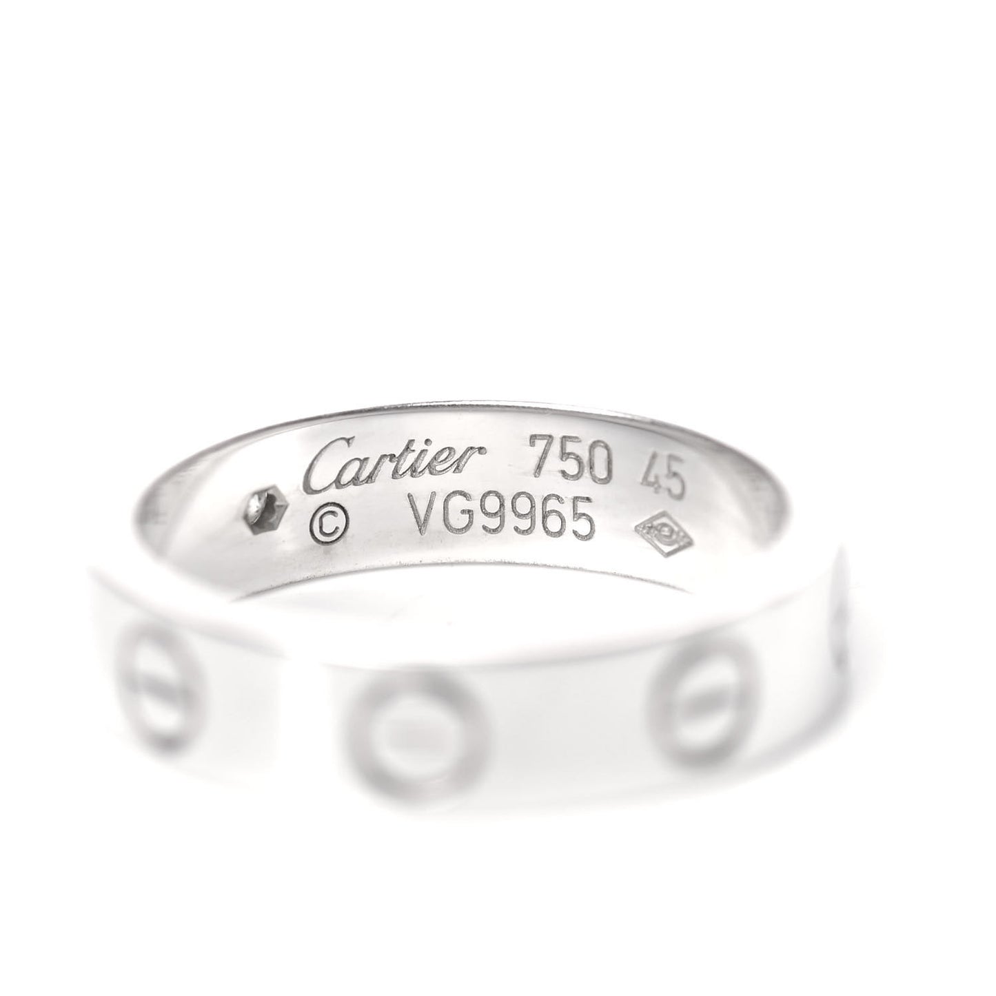 18K White Gold Diamond 4mm LOVE Wedding Band Ring 45 3.25