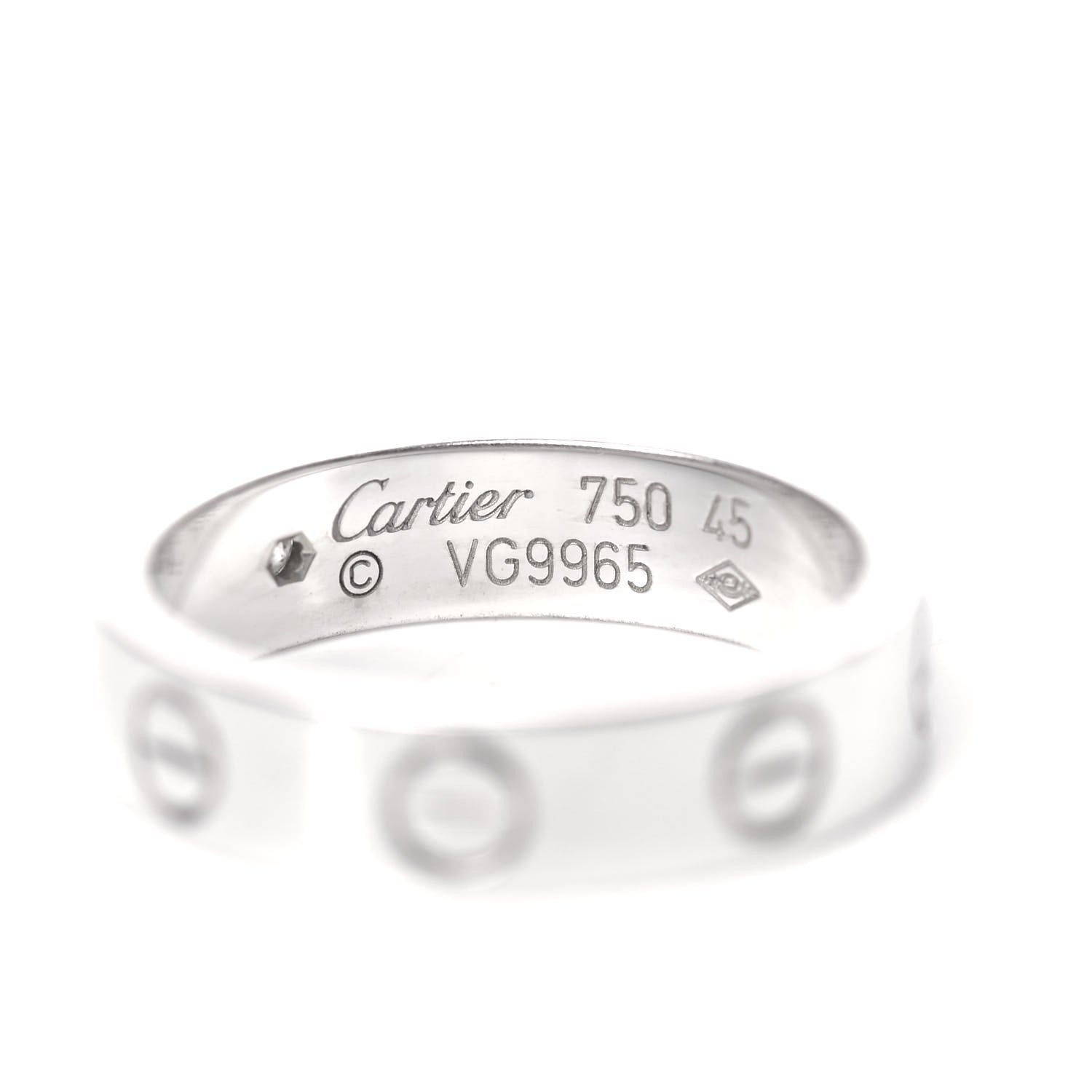 Cartier 18K White Gold Diamond 4mm LOVE Wedding Band Ring 45 3.25 4 of 5