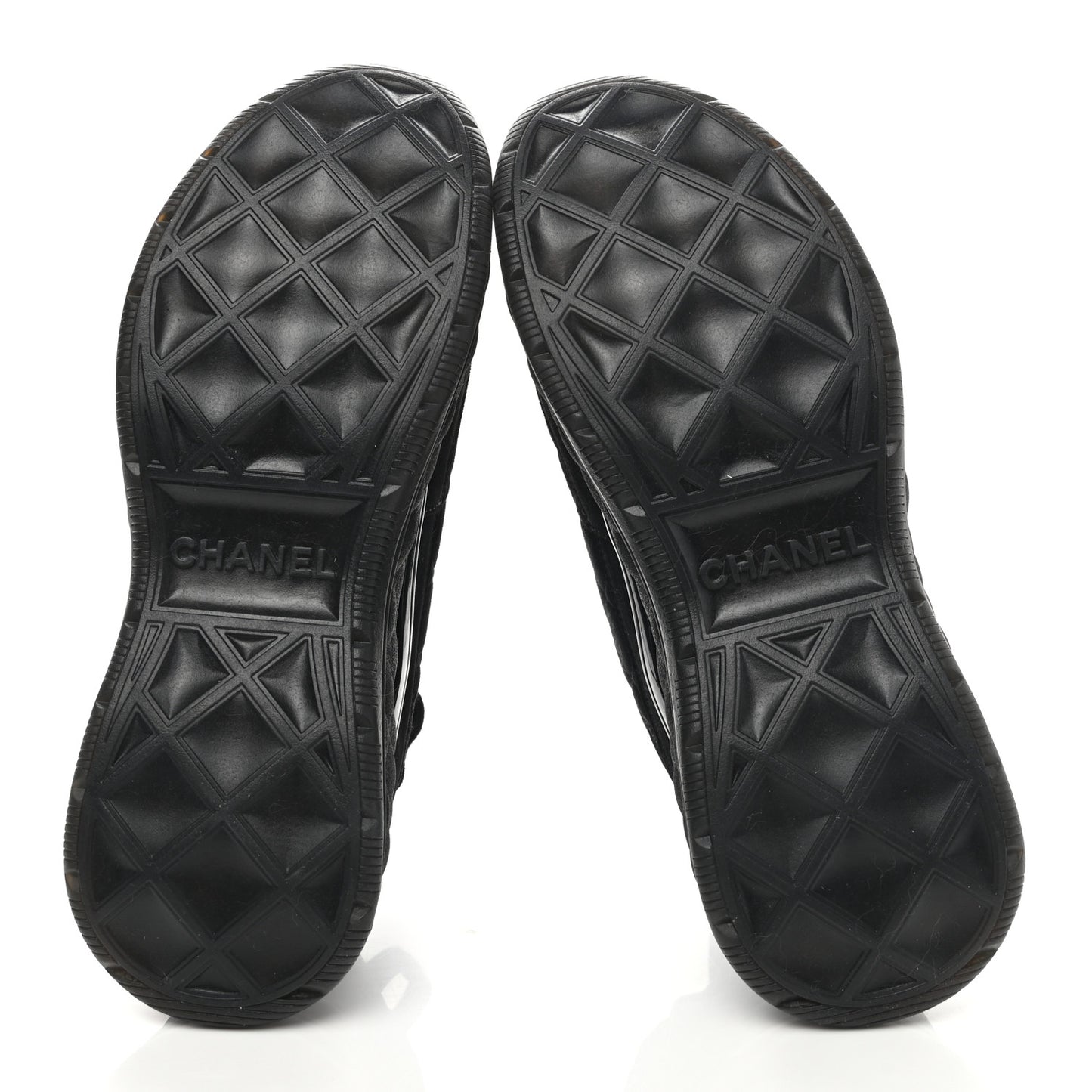 Suede Calfskin Mixed Fibers CC Sneakers 38.5 Black