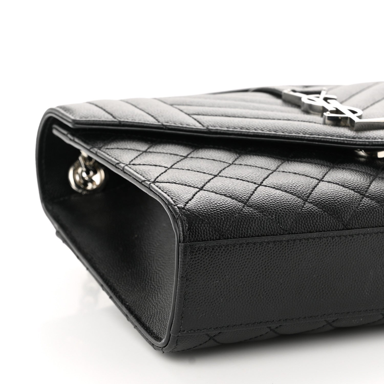 Saint Laurent Grain De Poudre Textured Mixed Matelasse Triquilt Medium Monogram Satchel Black 9 of 12