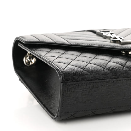 Saint Laurent Grain De Poudre Textured Mixed Matelasse Triquilt Medium Monogram Satchel Black 9 of 12