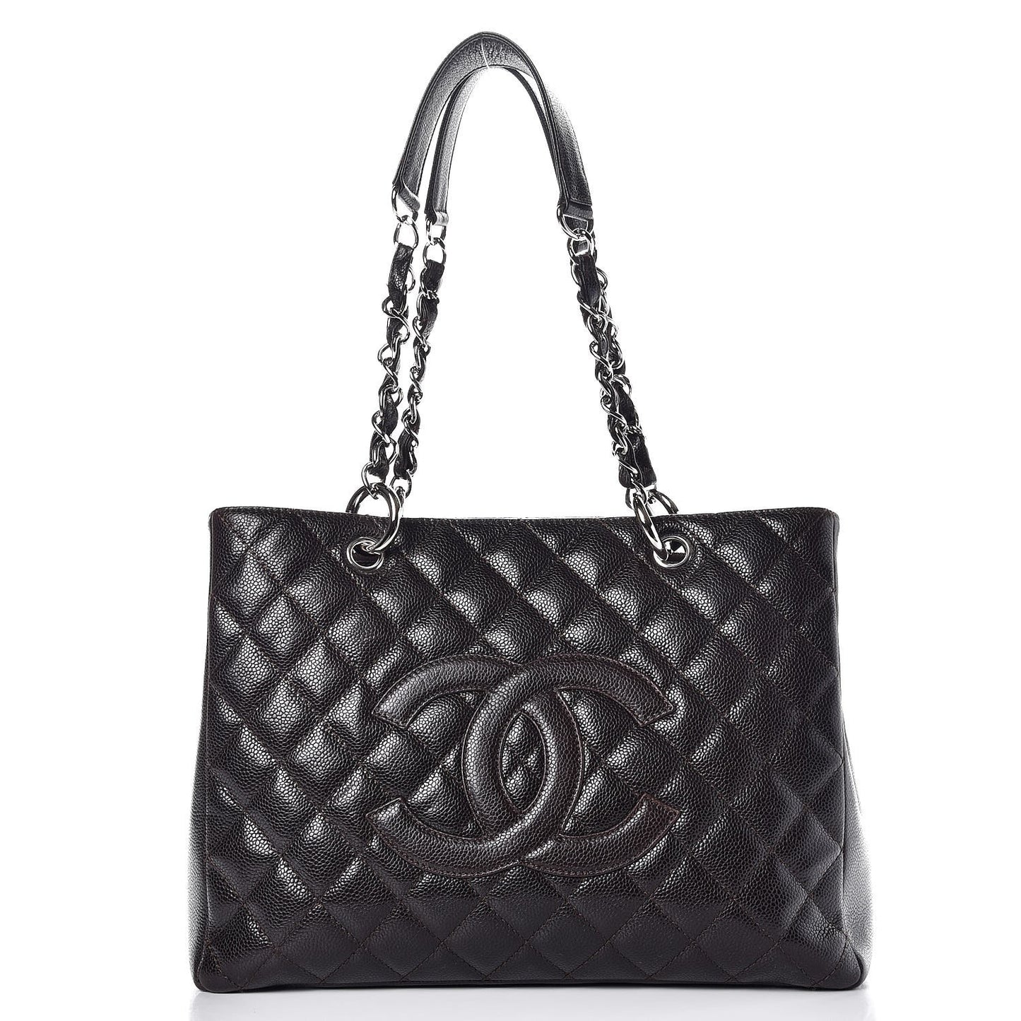 Caviar Quilted Grand Shopping Tote GST Dark Brown