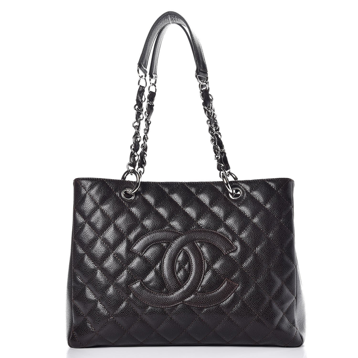 Chanel Caviar Quilted Grand Shopping Tote GST Dark Brown 1 of 7