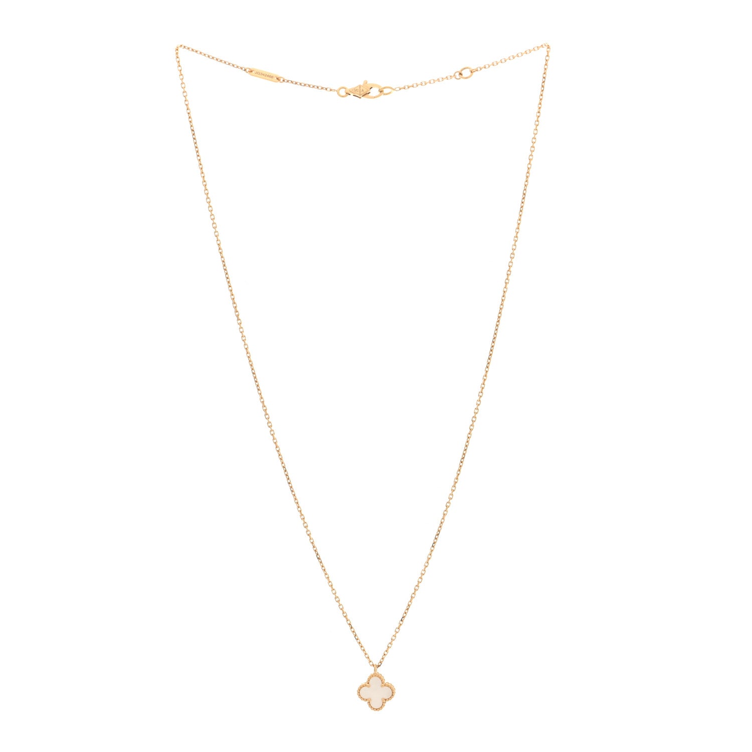 Van Cleef & Arpels 18K Yellow Gold Mother of Pearl Sweet Alhambra Pendant Necklace 2 of 5