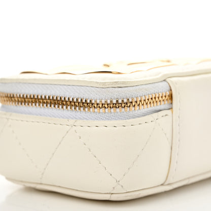 Chanel Lambskin Quilted Mini Golden Plate Clutch With Chain White 9 of 13