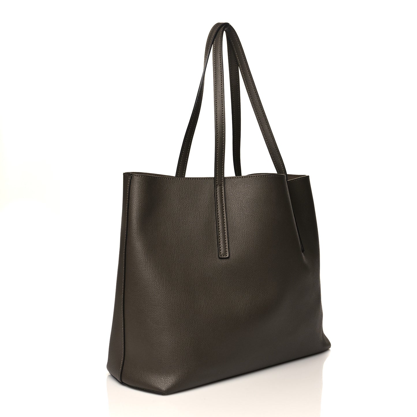 Vitello Vienna Enamel F is Fendi Shopping Tote Carbone Tobacco