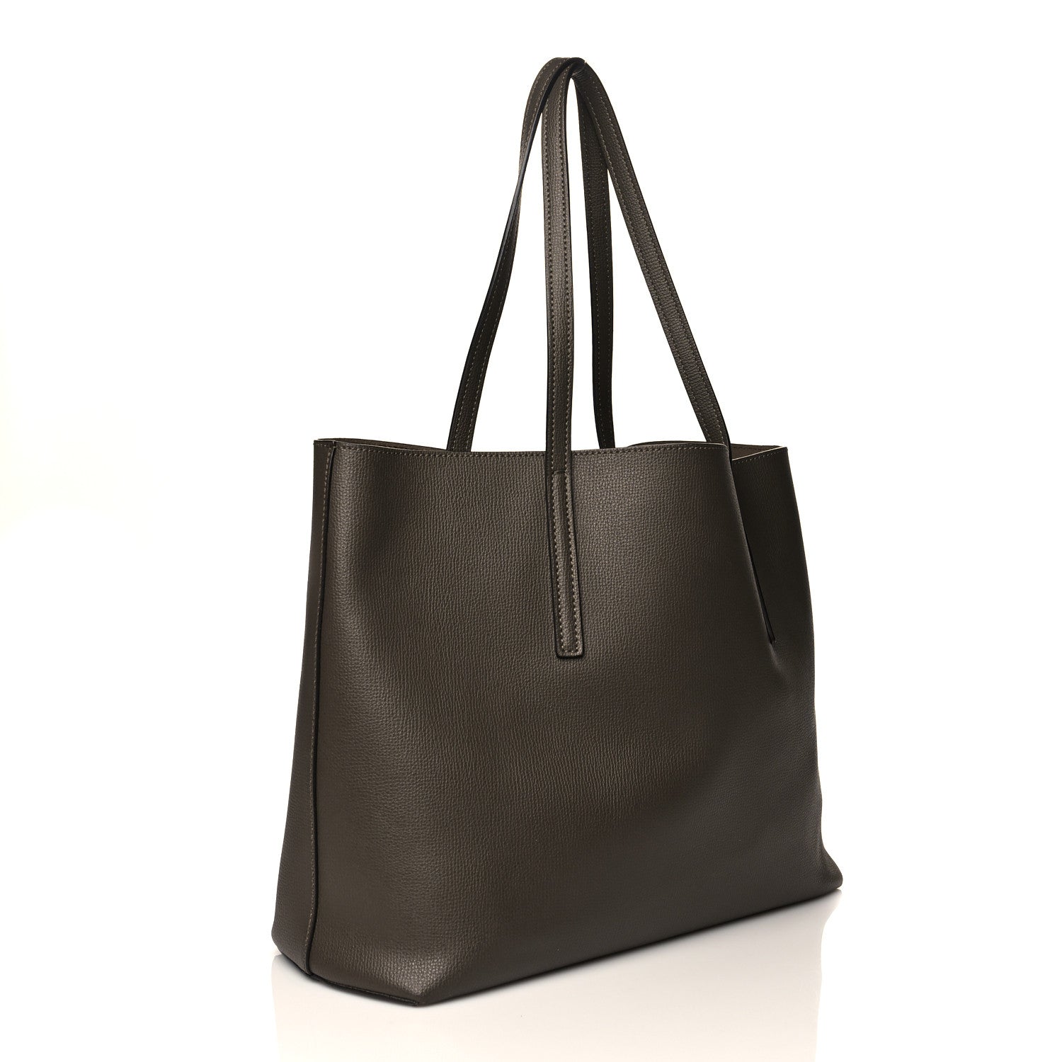 Fendi Vitello Vienna Enamel F is Fendi Shopping Tote Carbone Tobacco 3 of 12