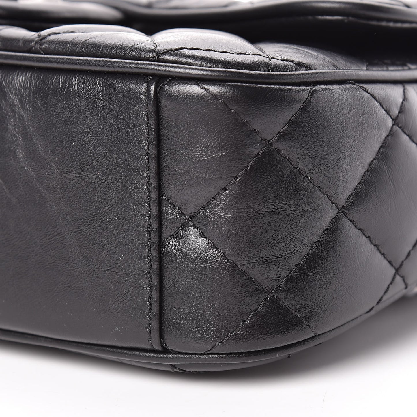 Aged Calfskin Quilted Small Easy Flap Black