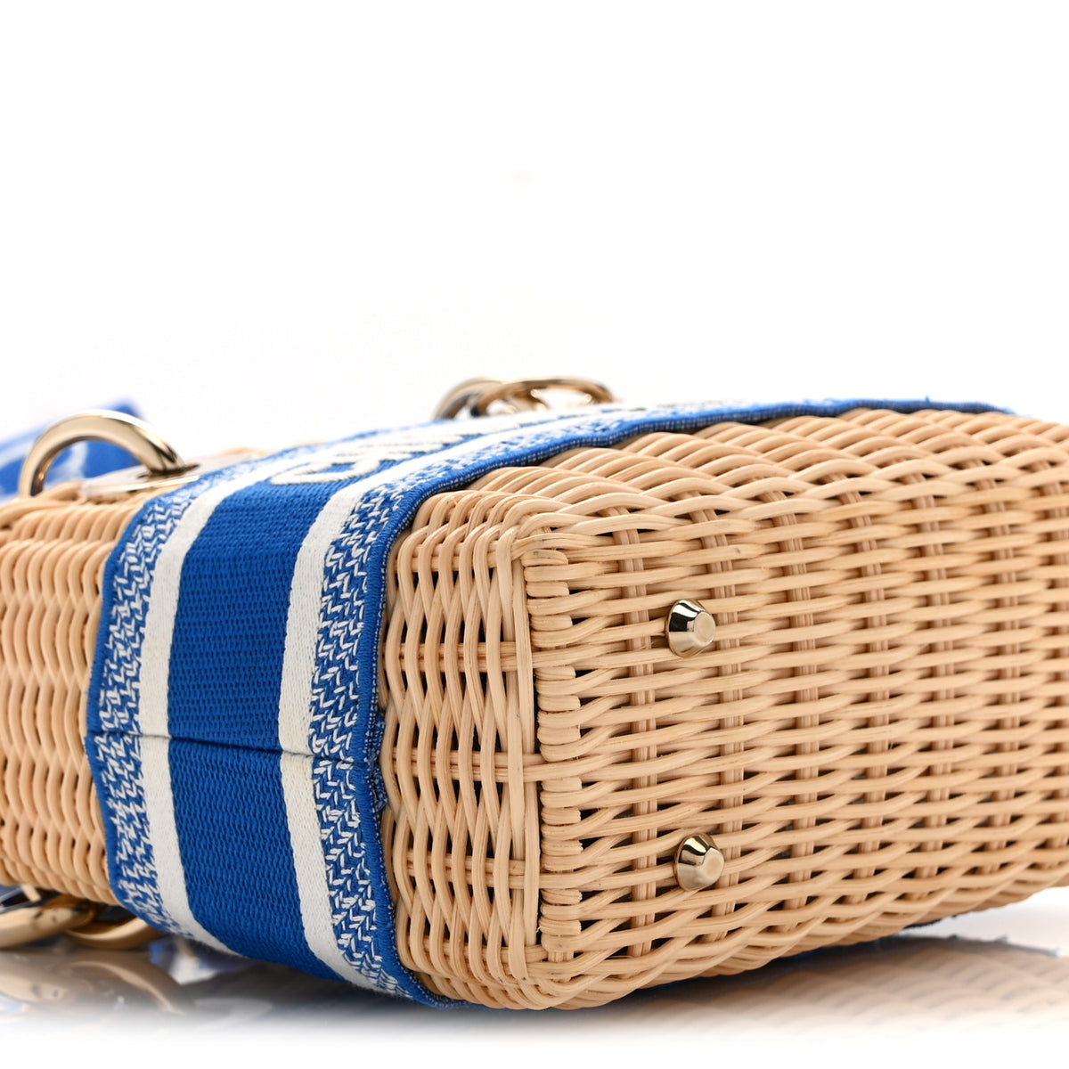 Wicker Oblique Mini Lady Dior Bag Florescent Blue