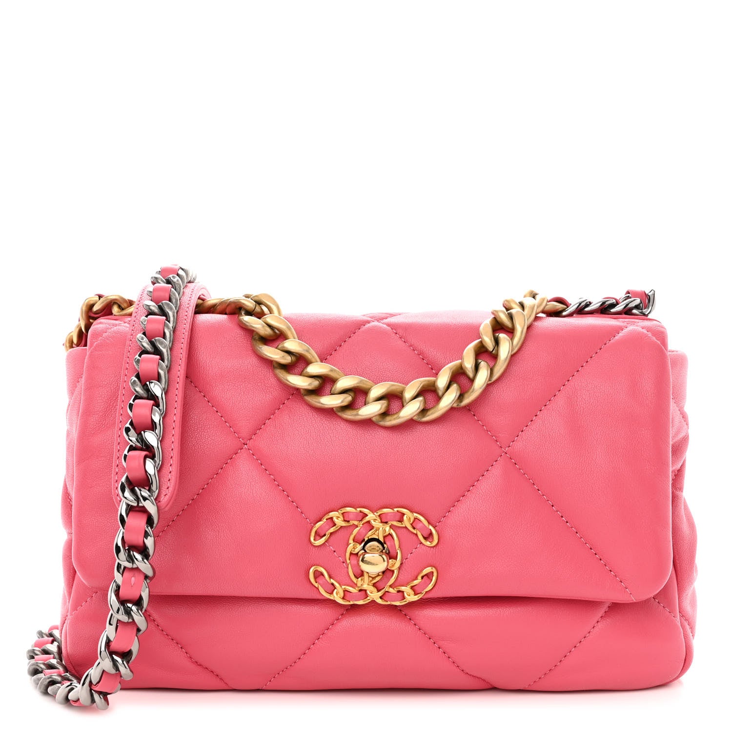 Chanel Lambskin Quilted Medium Chanel 19 Flap Pink 1 of 11