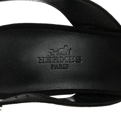 Hermes Suede Goatskin Heden 80 Sandals 38 Black 6 of 9