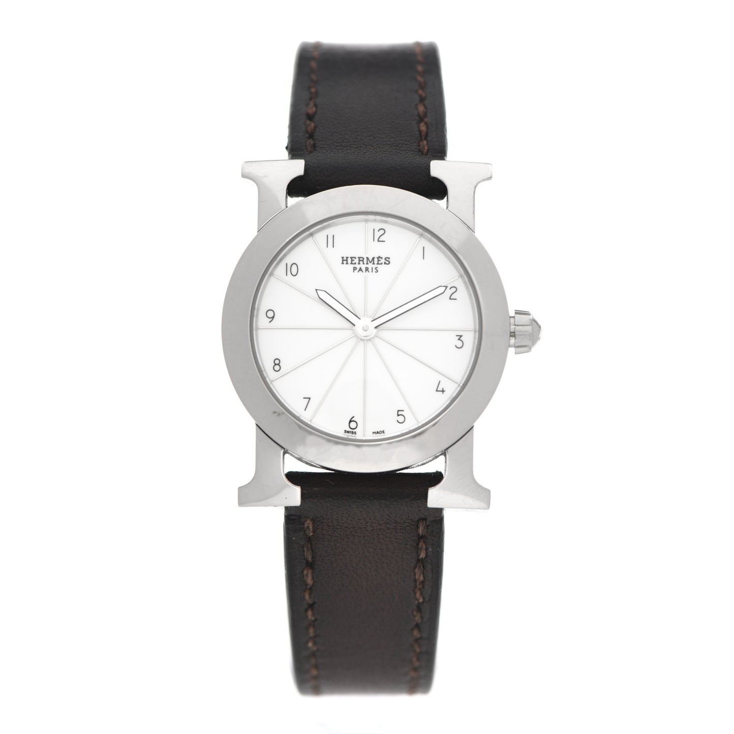 Stainless Steel Swift 25mm Heure H Ronde Quartz Watch Chocolate