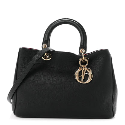 Christian Dior Bullcalf Medium Diorissimo Tote Black Rose Indien 1 of 13
