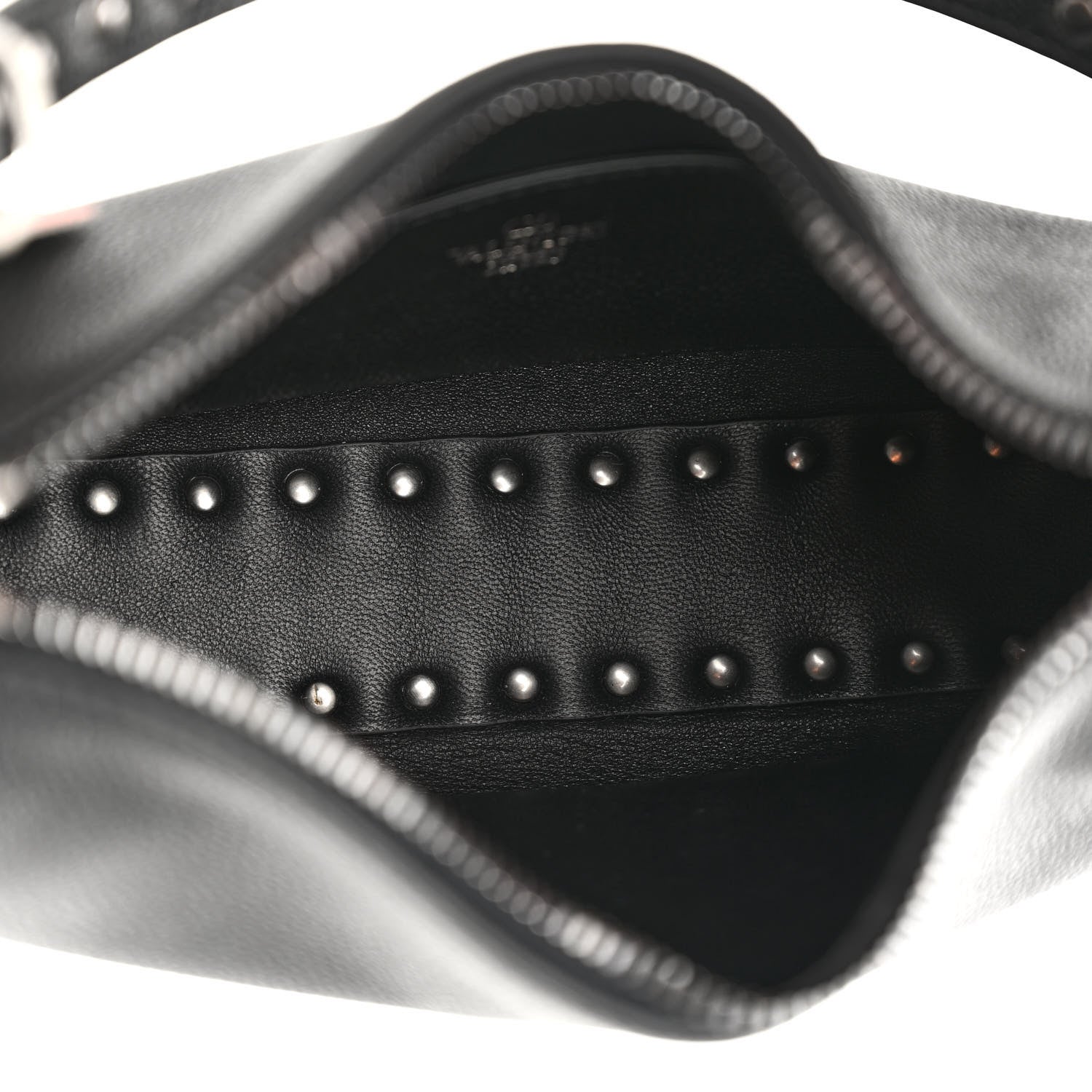 Valentino Garavani Grained Calfskin Rockstud Hobo Bag Black 5 of 10