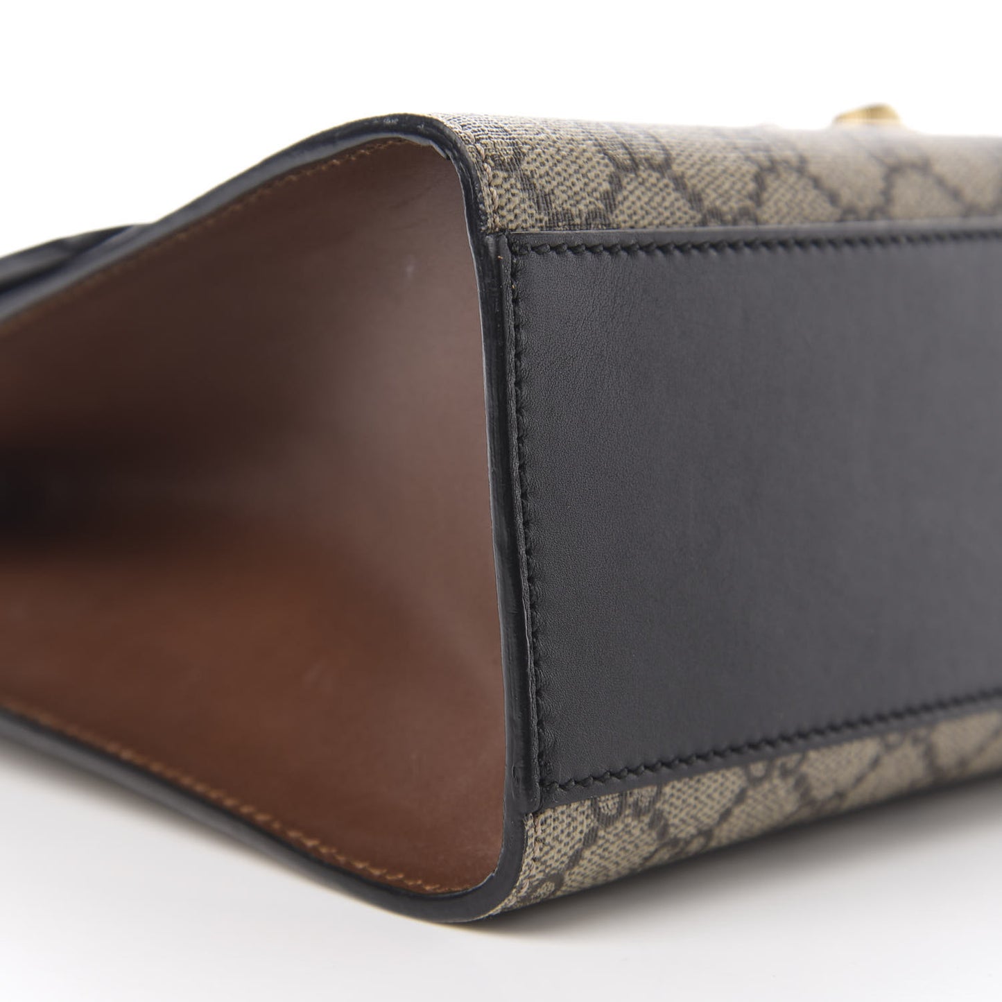 GG Supreme Monogram Calfskin Medium Padlock Shoulder Bag Beige Black Cuir