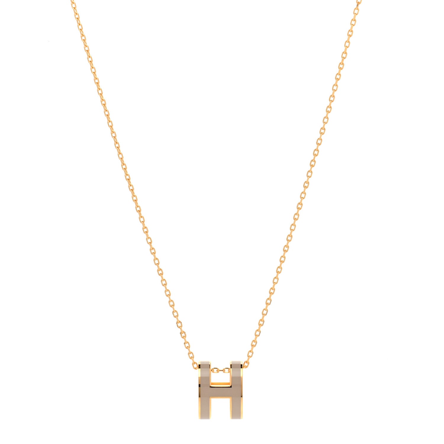 Hermes Lacquered Gold Pop H Pendant Necklace Marron Glace 1 of 7