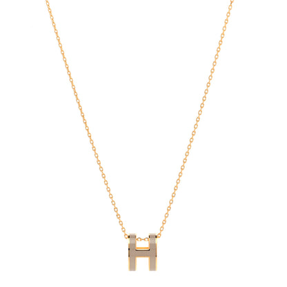 Hermes Lacquered Gold Pop H Pendant Necklace Marron Glace 1 of 7