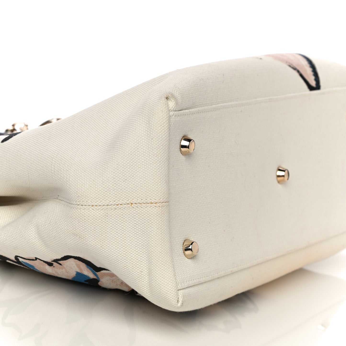 Canvas Printed Flower D-Light Tote White