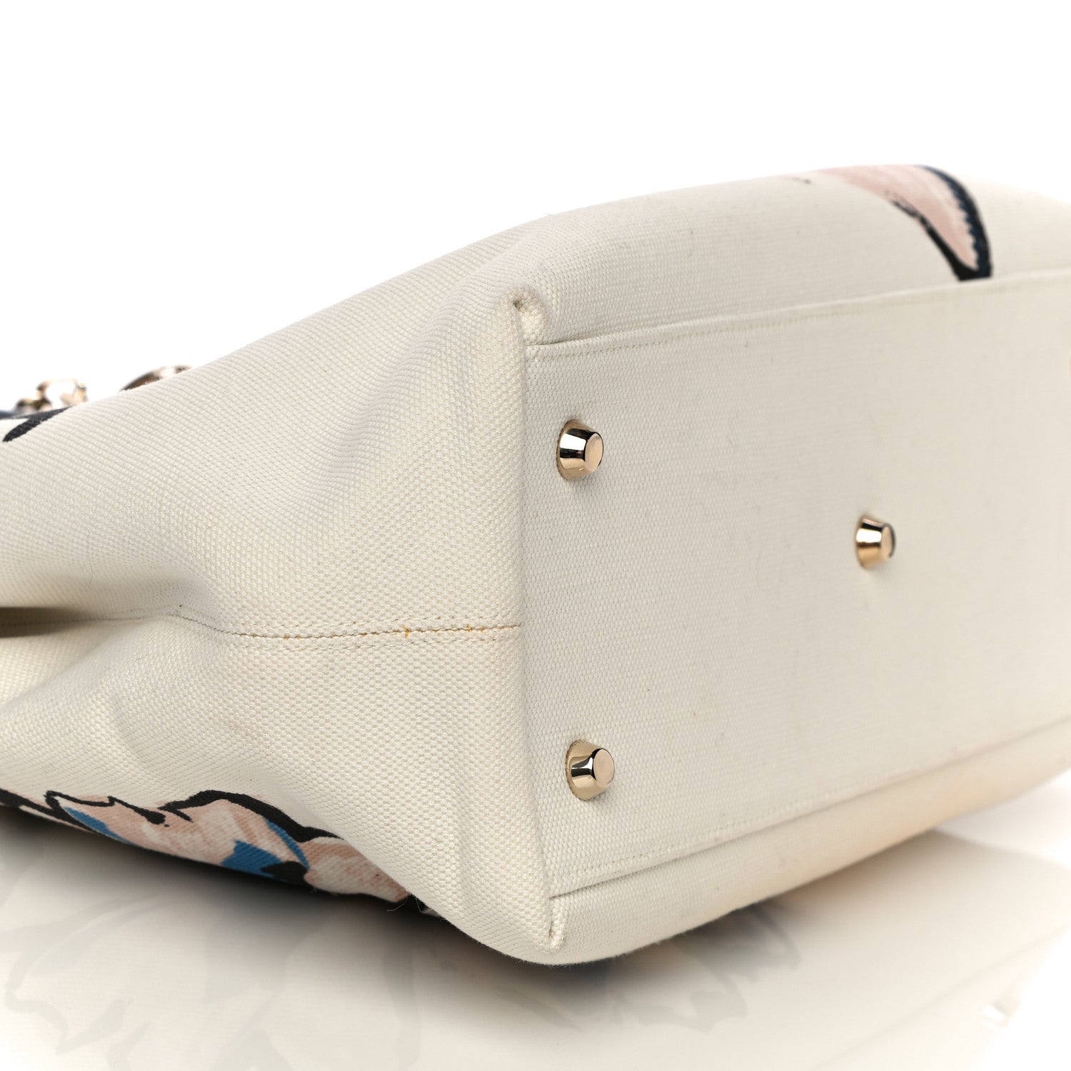 Christian Dior Canvas Printed Flower D-Light Tote White 8 of 10