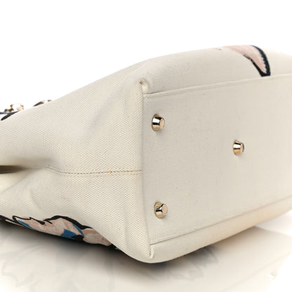 Christian Dior Canvas Printed Flower D-Light Tote White 8 of 10
