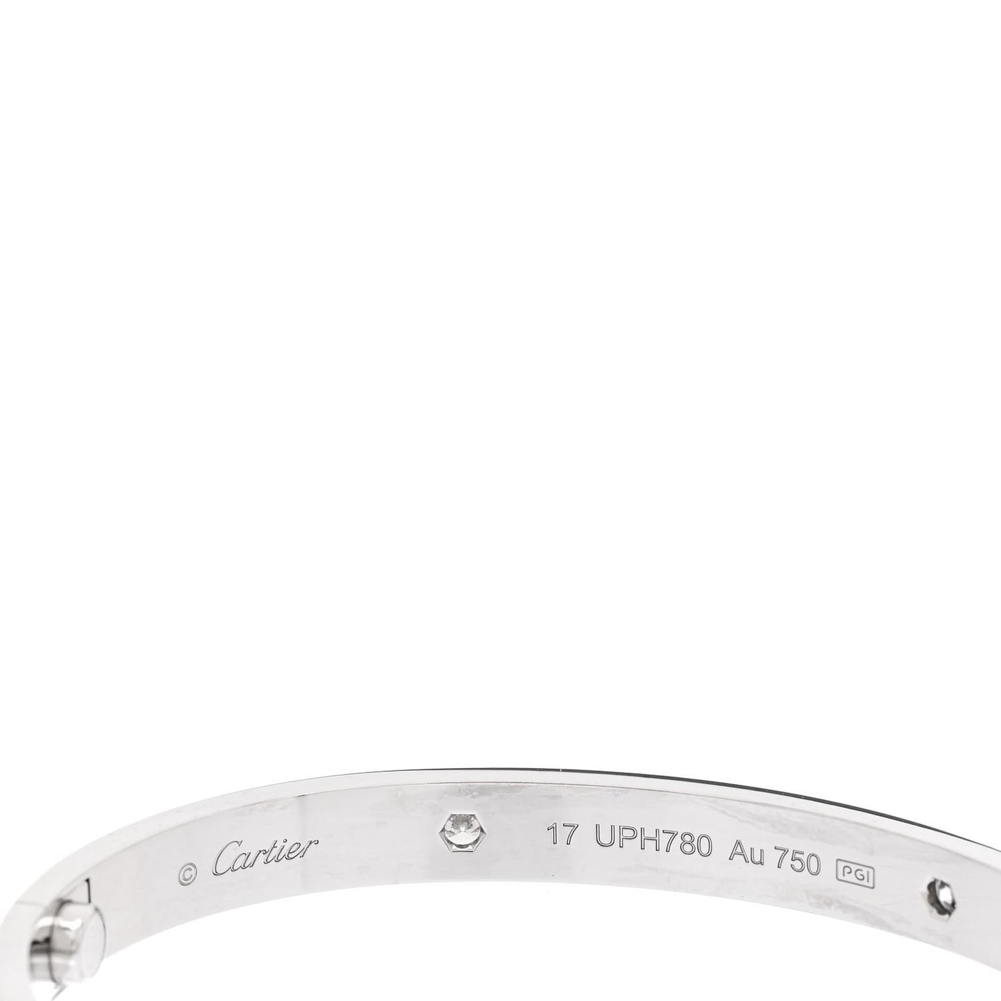 18K White Gold 4 Diamond LOVE Bracelet 17