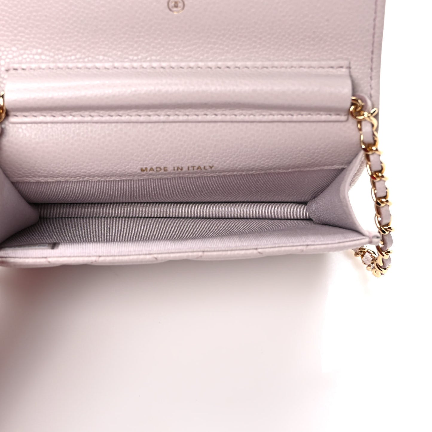 Caviar Quilted Miss Coco Clutch With Chain Light Purple