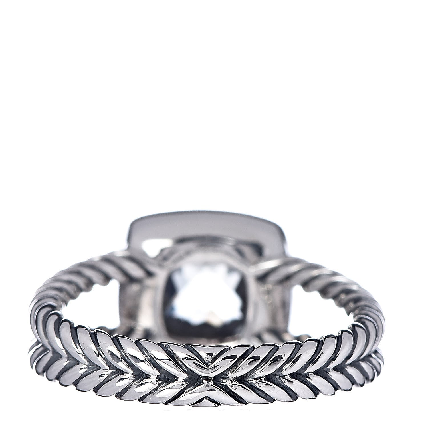 David Yurman Sterling Silver Diamond Prasiolite 7mm Petite Albion Ring 54 7 4 of 6
