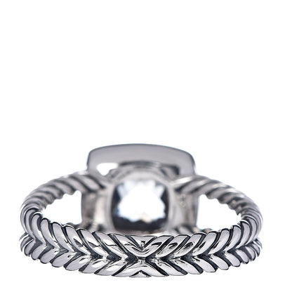 David Yurman Sterling Silver Diamond Prasiolite 7mm Petite Albion Ring 54 7 4 of 6