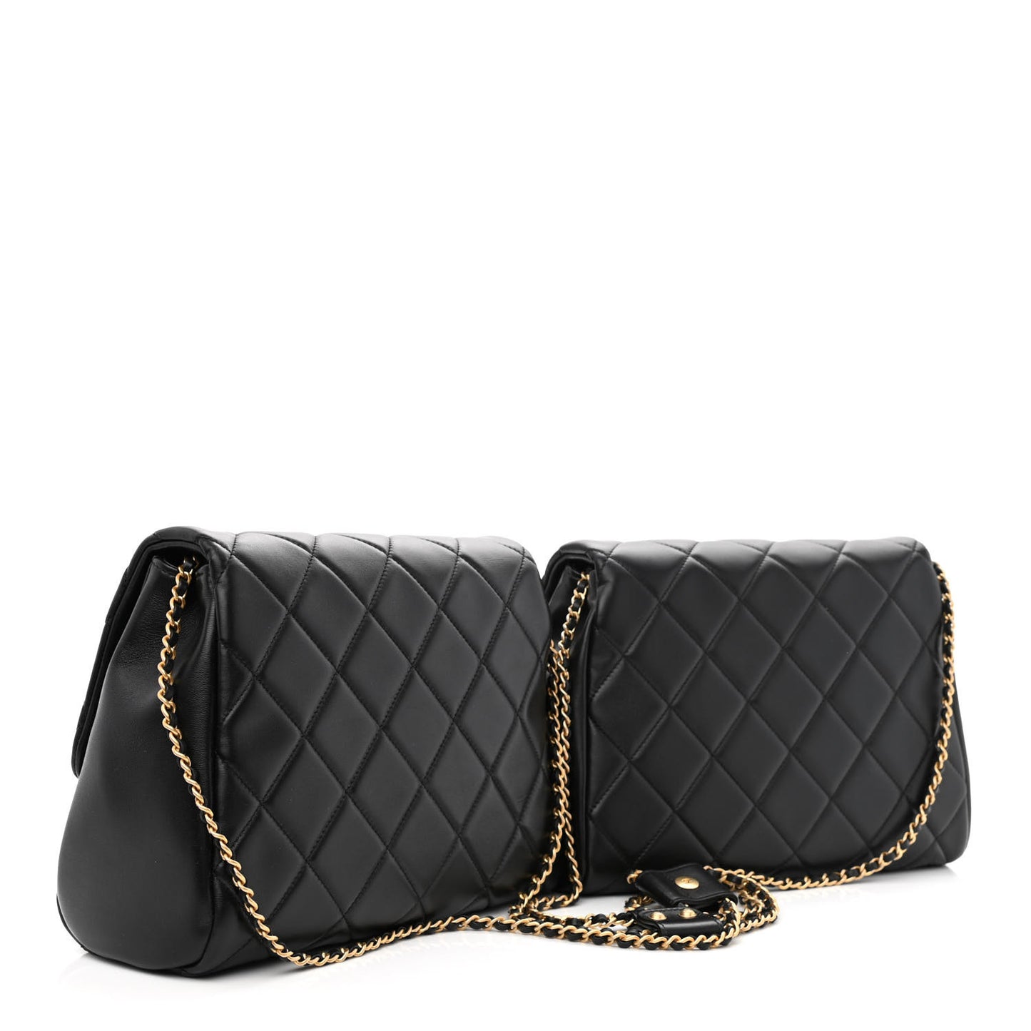 Lambskin Quilted Large Side-Packs Black