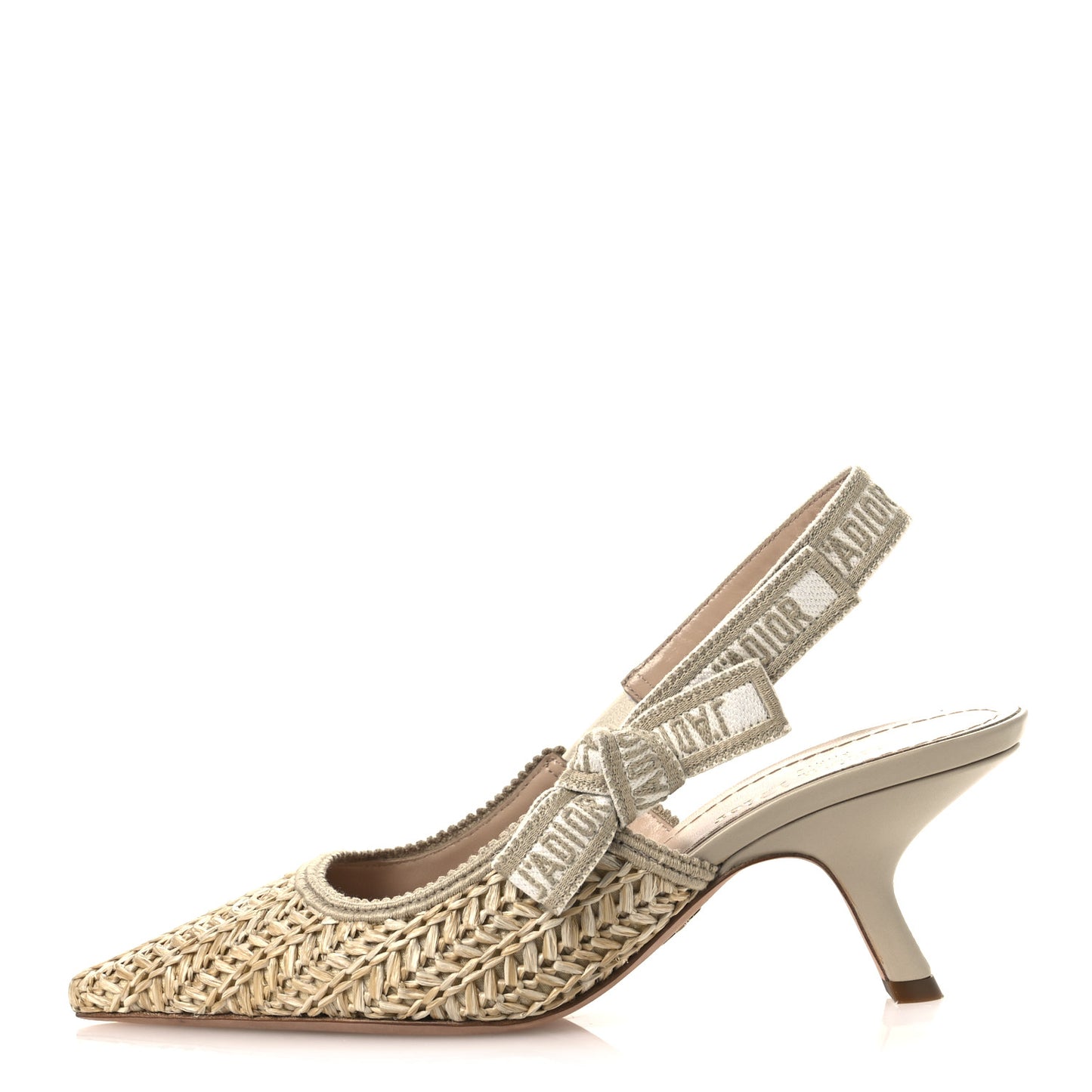 Raffia Embroidered J'Adior Slingback 65mm Pumps 36 Taupe