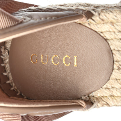 Gucci Nappa Matelasse GG Marmont Ankle Wrap Platform 35/120mm Espadrille Wedges 35.5 Porcelain Rose 7 of 8