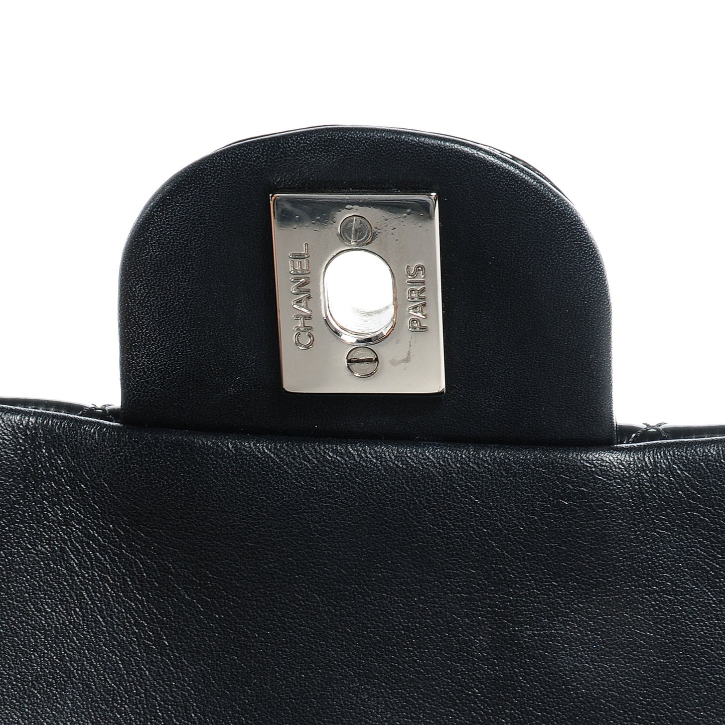 Striated Patent Leather Quilted Mini Flap Black