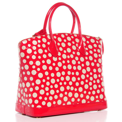 Louis Vuitton Vernis Kusama Infinity Dots Lockit MM Red 3 of 7