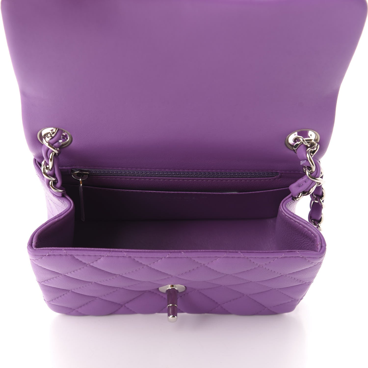 Chanel Lambskin Quilted Mini Square Flap Dark Purple 5 of 11