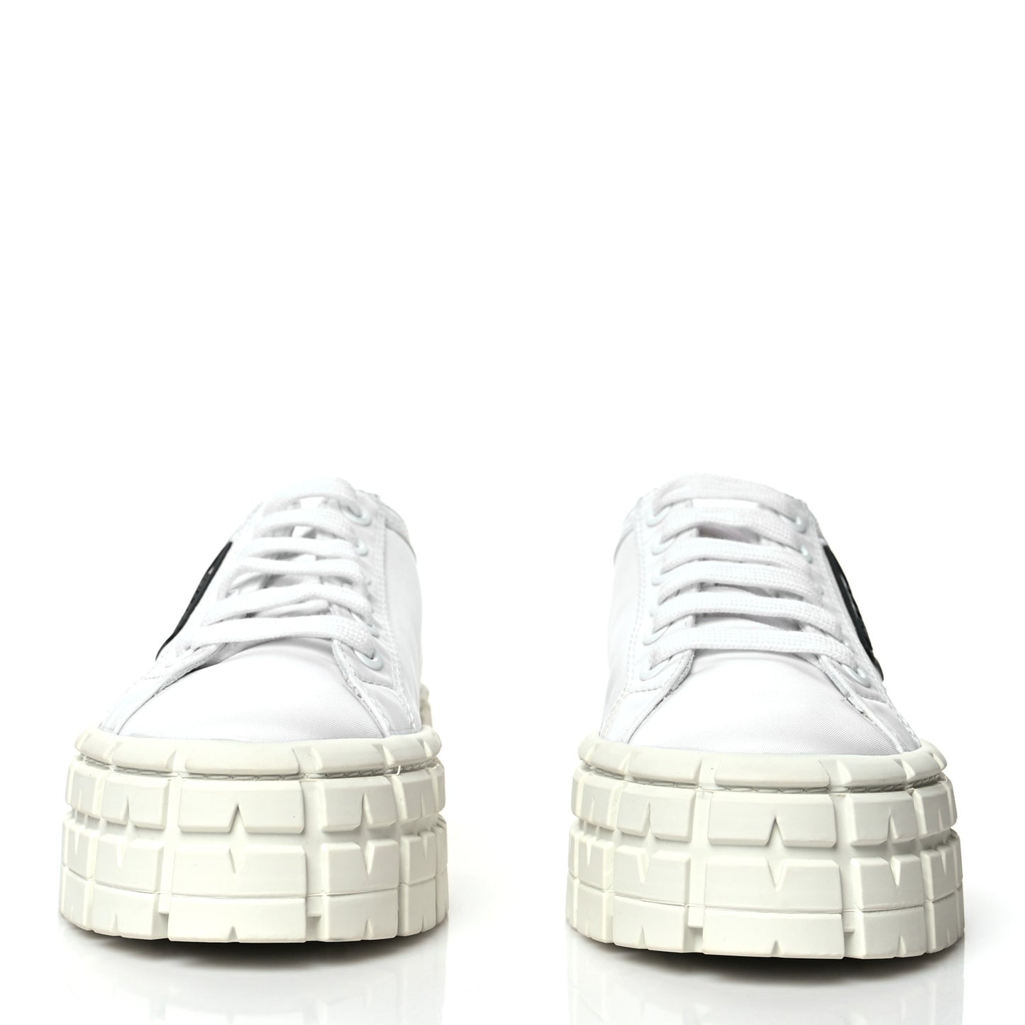 Re-Nylon Gabardine Triangle Logo Double Wheel 50mm Sneakers 40 White