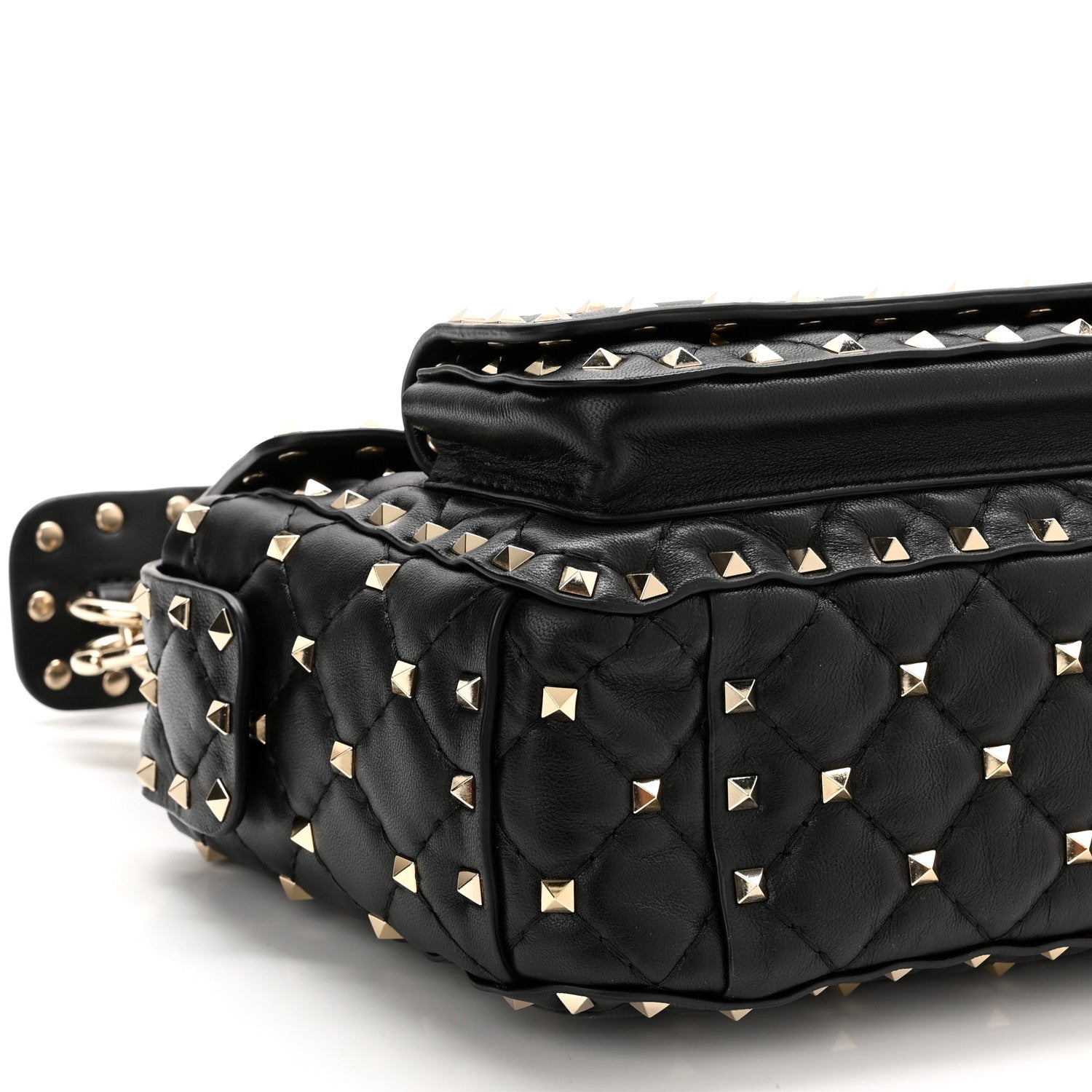 Valentino Garavani Lambskin Medium Rockstud Spike Shoulder Bag Black 7 of 8