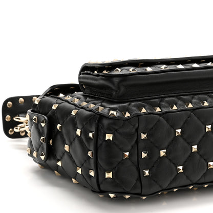 Valentino Garavani Lambskin Medium Rockstud Spike Shoulder Bag Black 7 of 8
