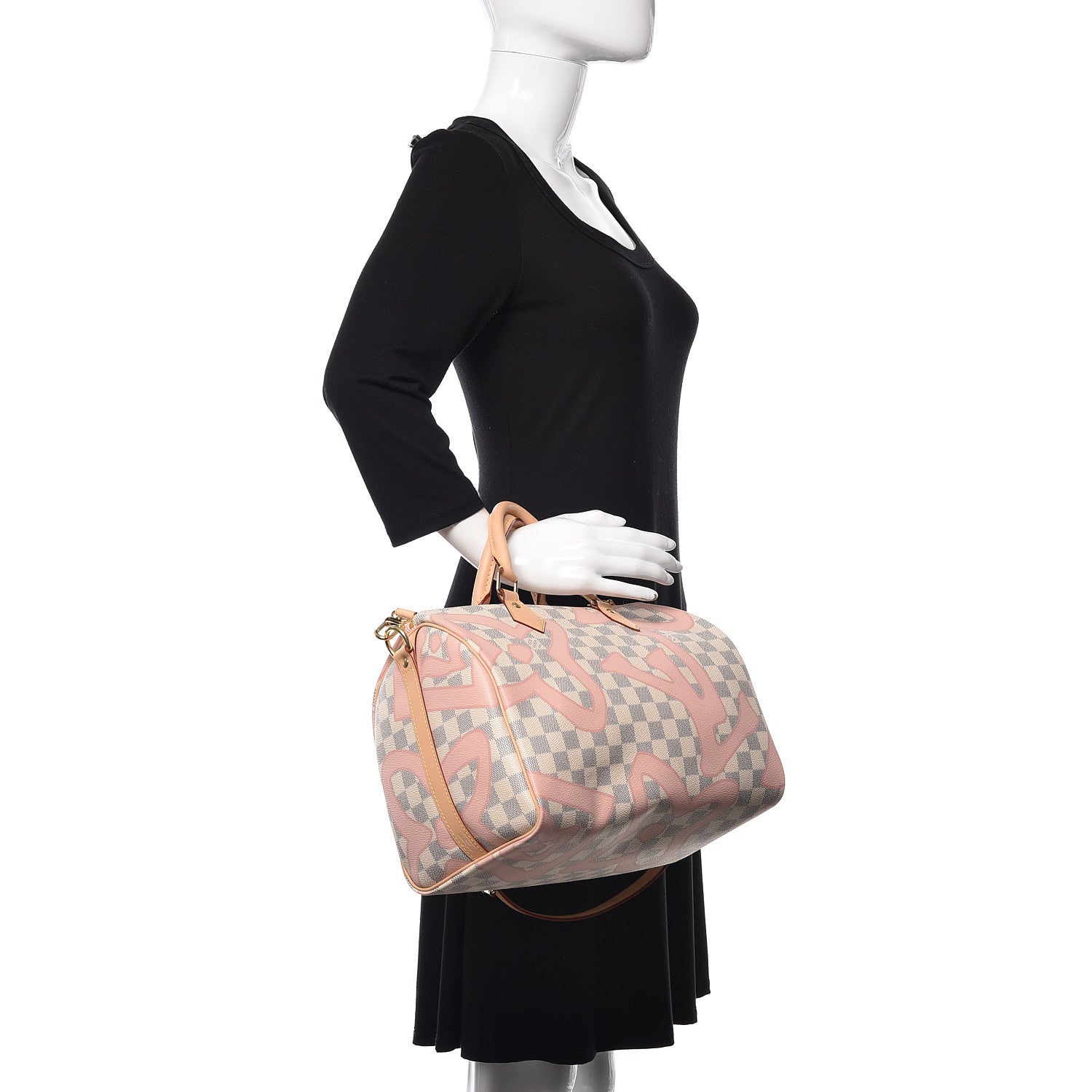 Louis Vuitton Damier Azur Tahitienne Speedy Bandouliere 30 Rose Ballerine 3 of 11