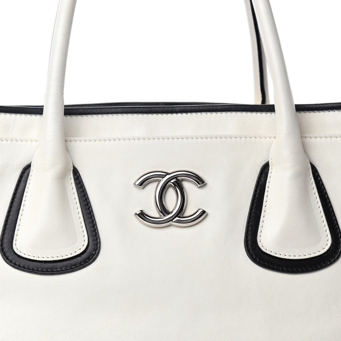 Lambskin Executive Cerf Shopper Tote White